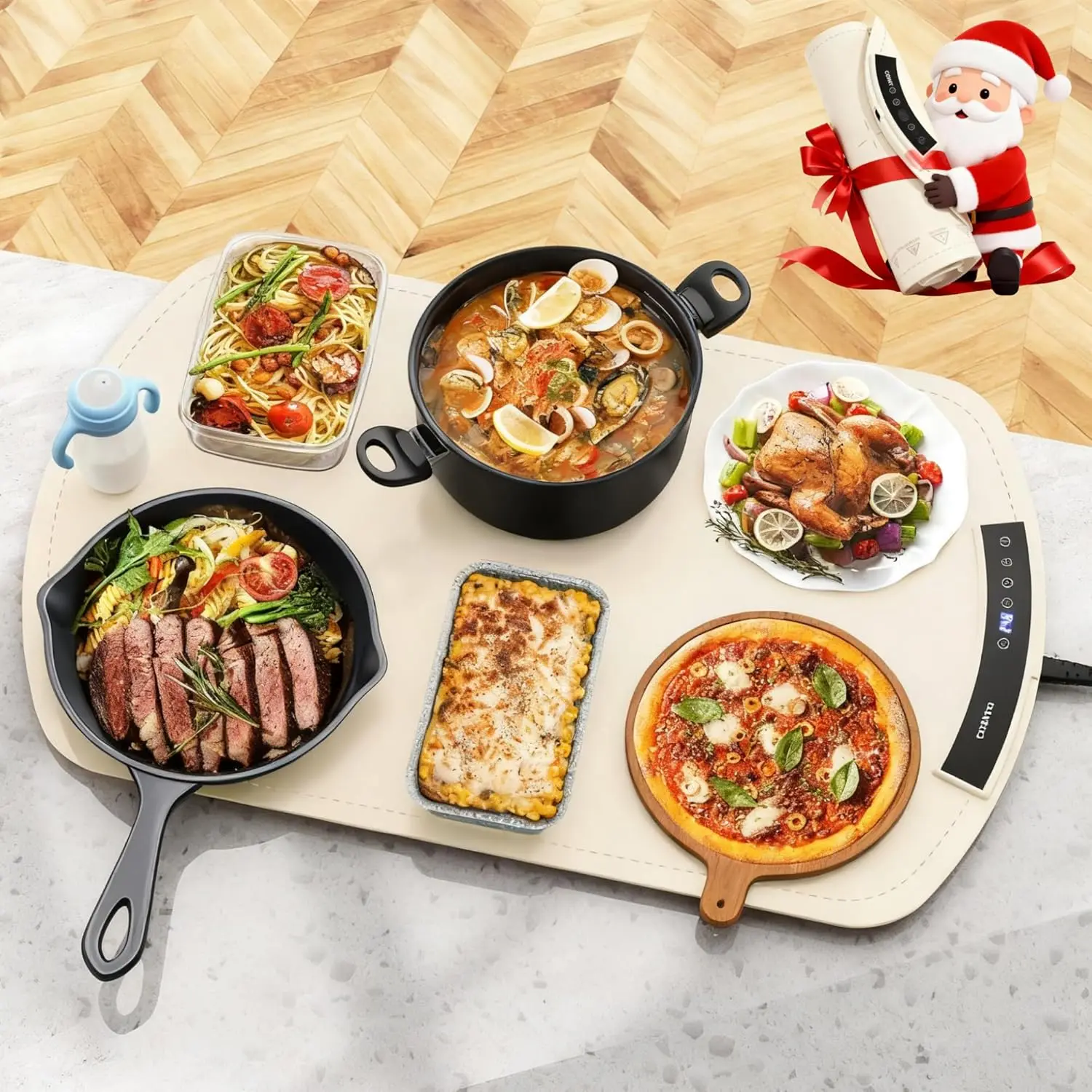 

Electric Warming Mat with 9 Temperature Settings, Silicone Food Heating Tray for Buffets and Parties, Roll-Up Storage, 25.8