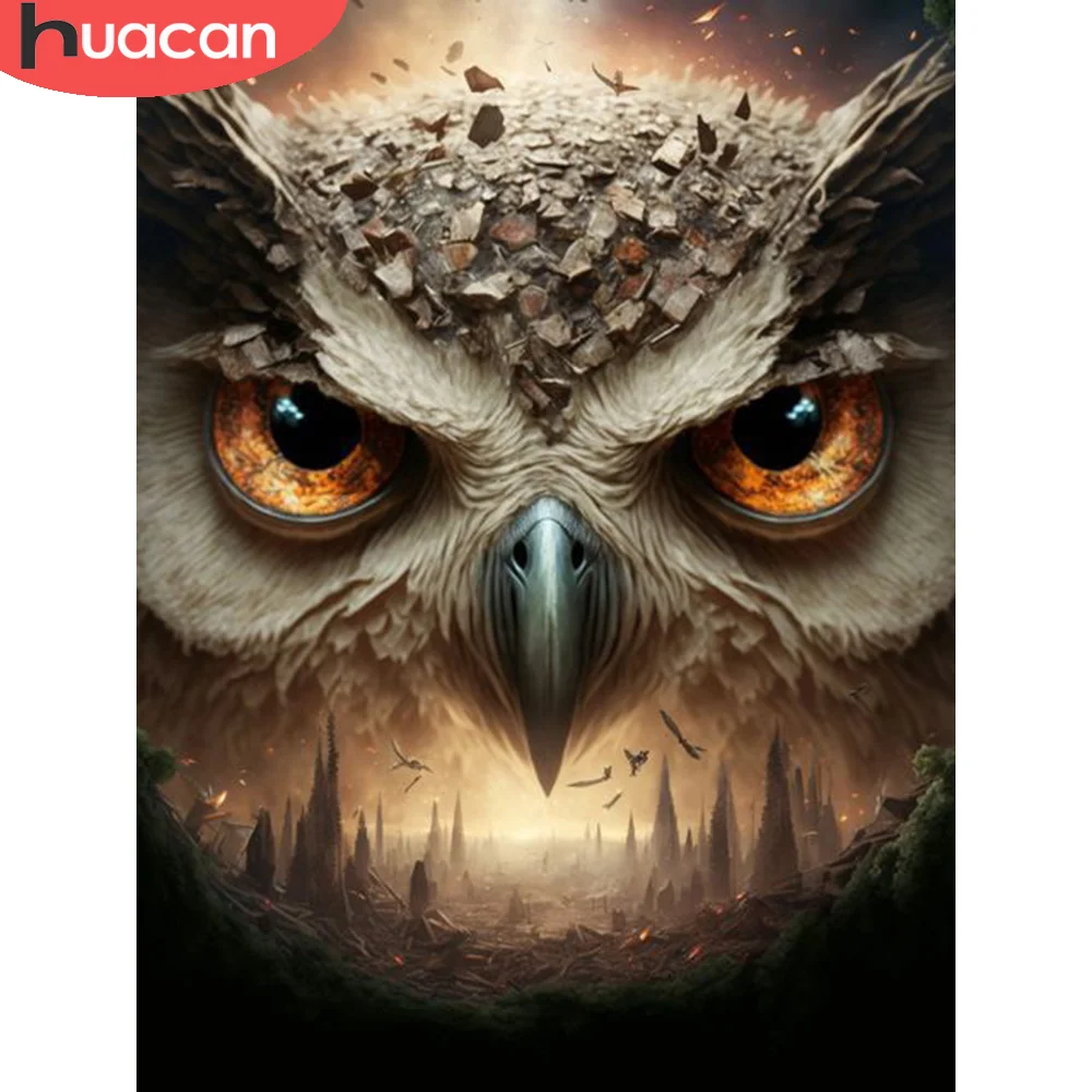 HUACAN 5D DIY Diamond Painting New Collection Owl Mosaic Ani