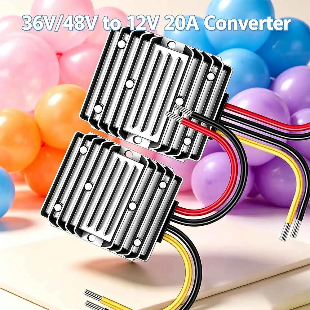 36V/48V Step Down to 12V 20A Converter Voltage Regulator Buck Reducer Power Supply Module for Golf Cart Forklifts Car Truck Boat