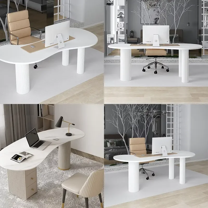Simple Modern Ergonomic Office Computer Desk With Drawers Office Furniture White Executive Manager Ceo Office Desk