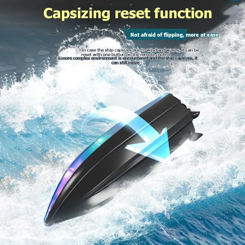 

RC Boat With LED Lights, 2.4Ghz Remote Control For Kids, Water Boat For Ages 8- 12, For Pools& Lakes