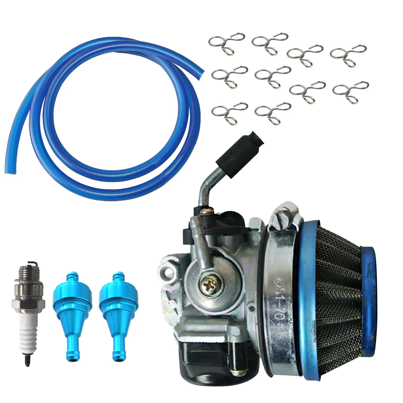 sthus Blue Air Filter Carburetor Kit For 100cc 49cc 50cc 66cc Engine Gas Motorized Moto Bike Motorcycle Bicycle