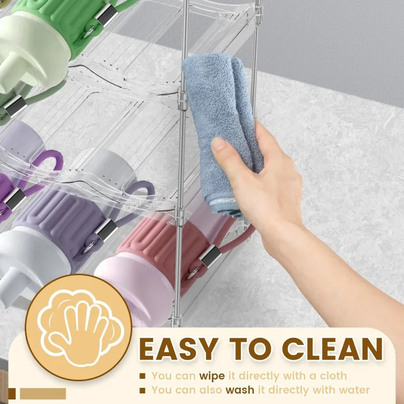 منظم زجاجات المياه 3/4 طبقة رف تخزين زجاجات المياه القابل للتكديس، حامل تخزين النبيذ القابل للفصل، منظم الخزانة للمطبخ #3