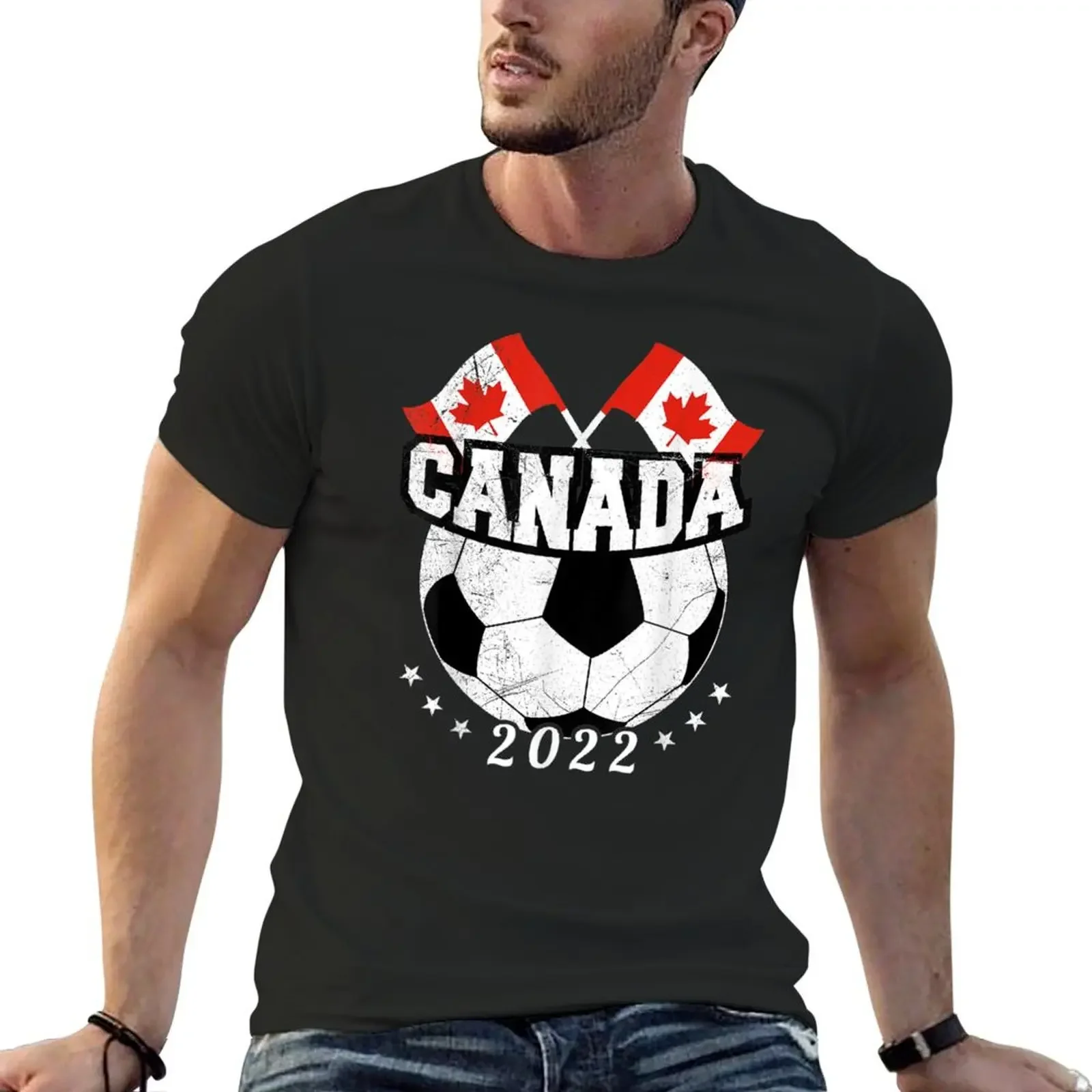 canada Soccer ball canadian Team Football 2022 T-Shirt graphic shirts cotton graphic tees oversized t shirt men