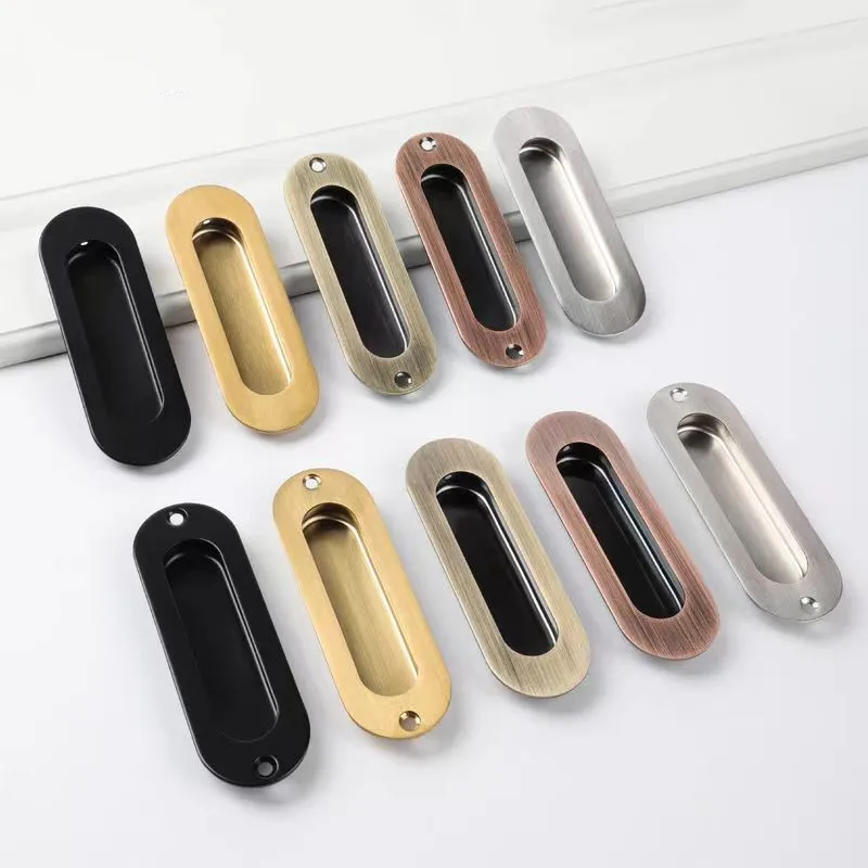 4Pcs Stainless Steel Furniture Invisible Handle Drawer Knobs Embedded Handles For Kitchen Sliding Door Cabinet Wardrobe Pulls