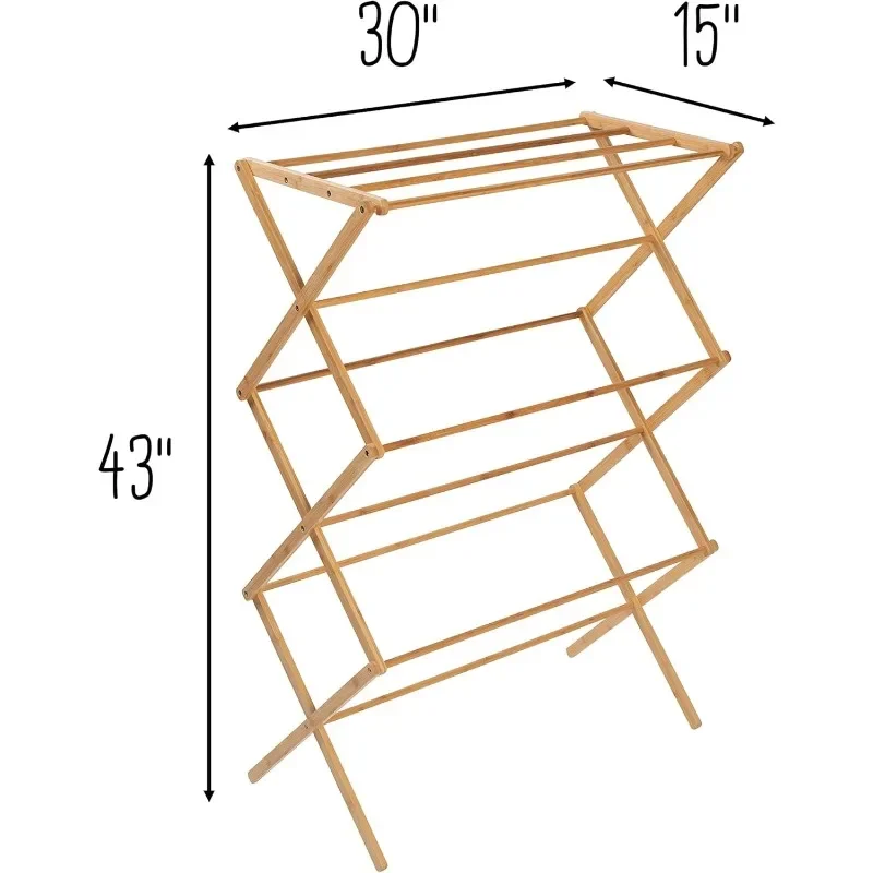 Rak pengering pakaian lipat, 09508 kering bambu alami