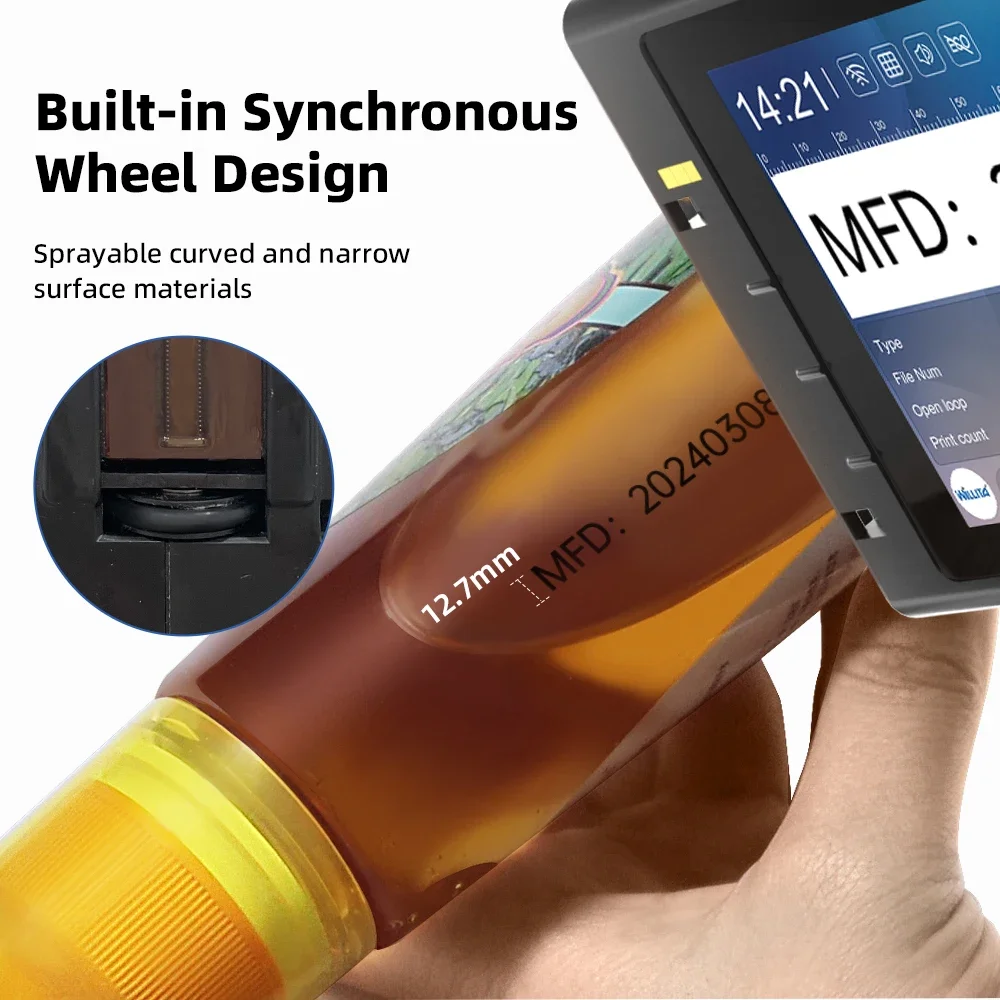 WILLITA Portable Handheld Inkjet TIJ Printer Gun 25.4mm S10 for Logo Expiry Date QR Barcode Batch Numbers Labeling Machine