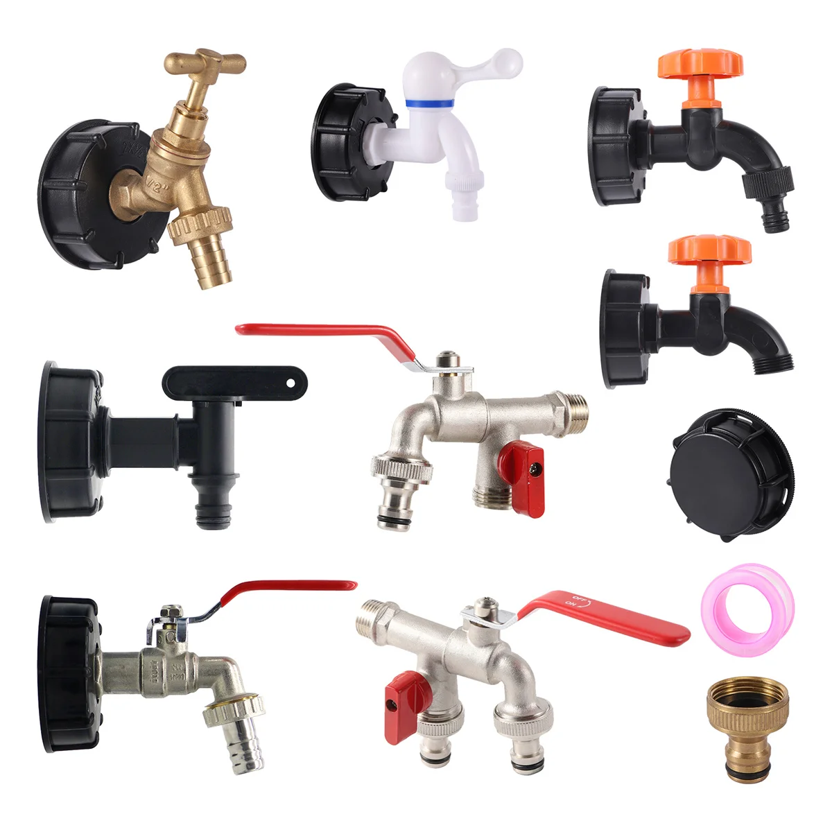 IBC Tank Tap Connectors S60 Coarse Thread 1/2'' 3/4'' 16mm Water Coupling Adapters Garden Replacement Valve Fitting Faucet Kits