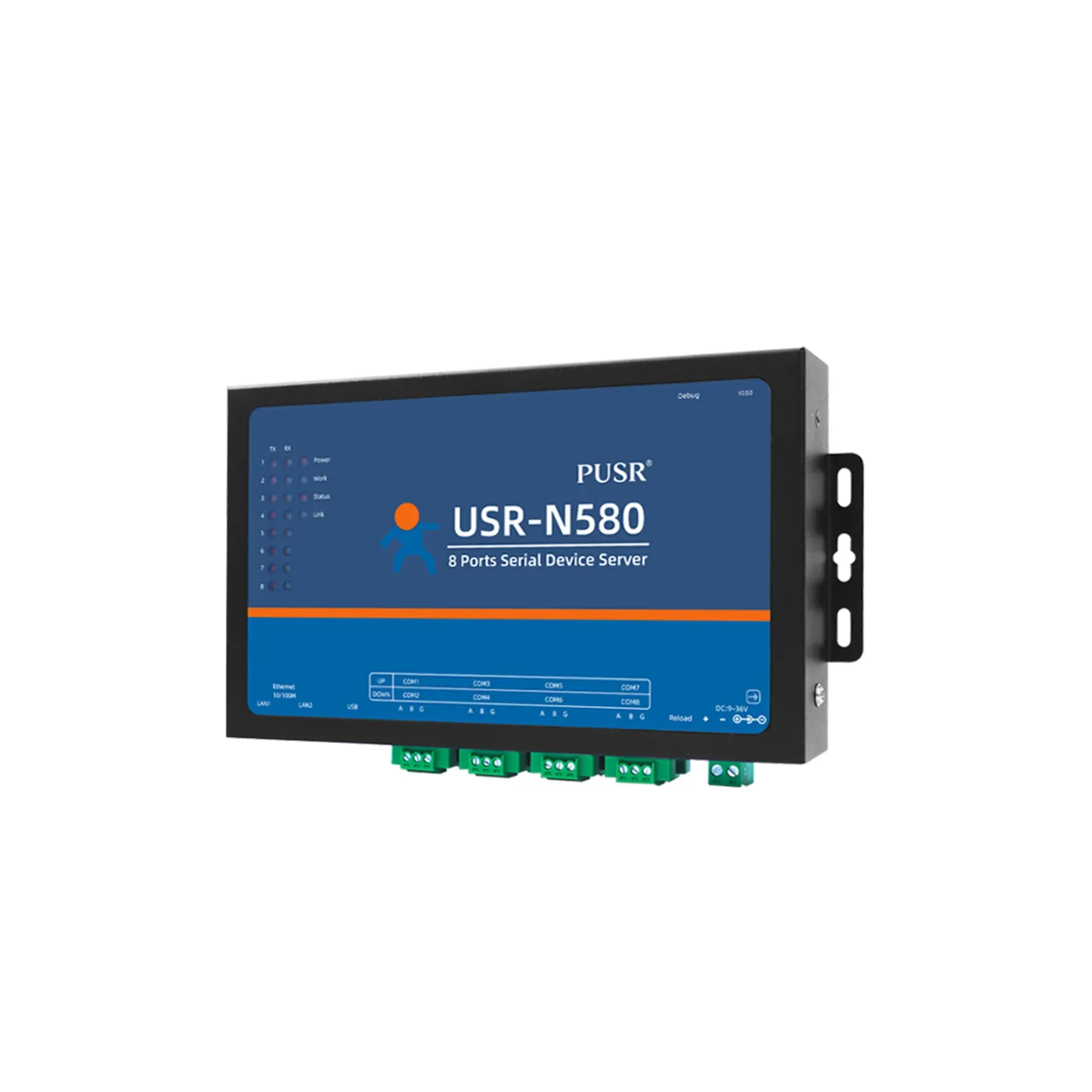 

USR-N580 Serial Device Server 8 ports RS485 to Ethernet Converter Supports SSL/TLS MQTT Modbus Gateway and Cloud Edge Computing