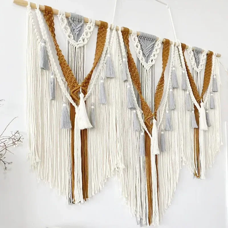 Bohemian tapestry hand-woven wall wall hanging colored fringed pendant home decoration