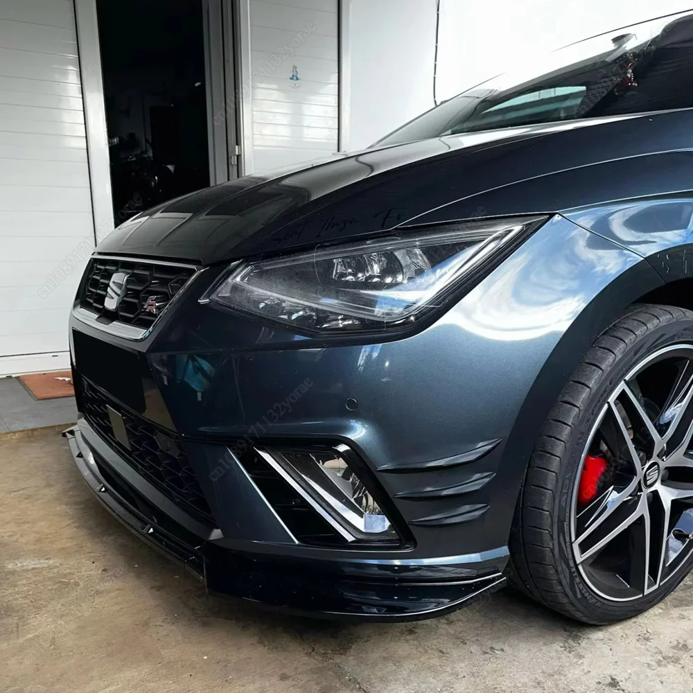 For Seat Ibiza MK5 Standard/FR 2017-2026+ Car Front Bumper Lip Lower Diffuser Splitter Canard Spoiler Body Kit Tuning ABS Black