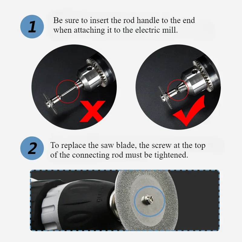 10 buah 16-30mm tajam Mini dengan lubang berlian memotong alat putar disk pemotong alat DIY aksesori untuk Dremel dengan 2 buah batang