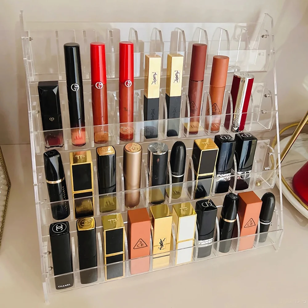 Acrylic Lipstick Holder Storage and Display Rack,Desktop Organizer, Multi-Layer Display Stand for Lipsticks,Powder Compacts