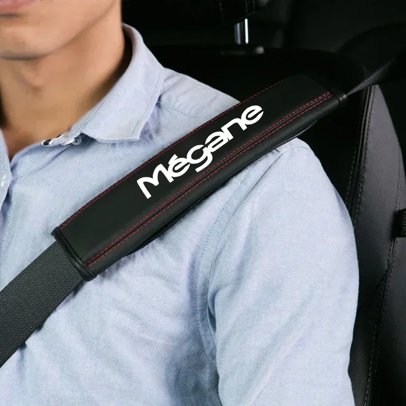 For Renault Megane 1pc Cowhide Car Interior Seat Belt Protector Cover For car Renault Megane Auto Accessories