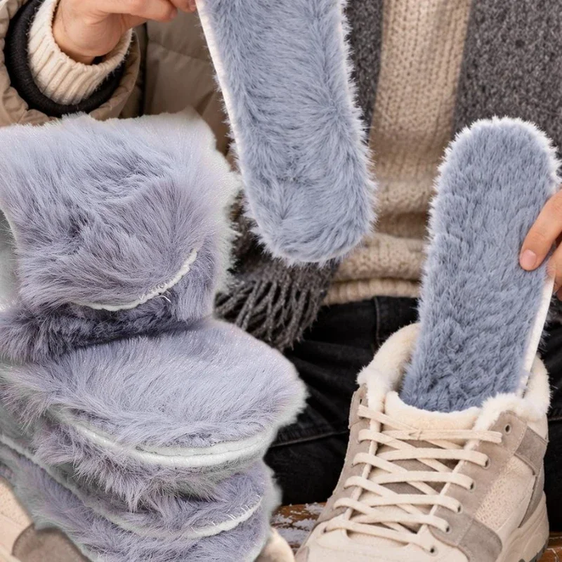 1/5Pairs Warm Shoe Insoles Thick Faux Rabbit Fur Foot Pads Winter Thermal Inserts Plush Cushion for Sneakers Boots Leather Shoes