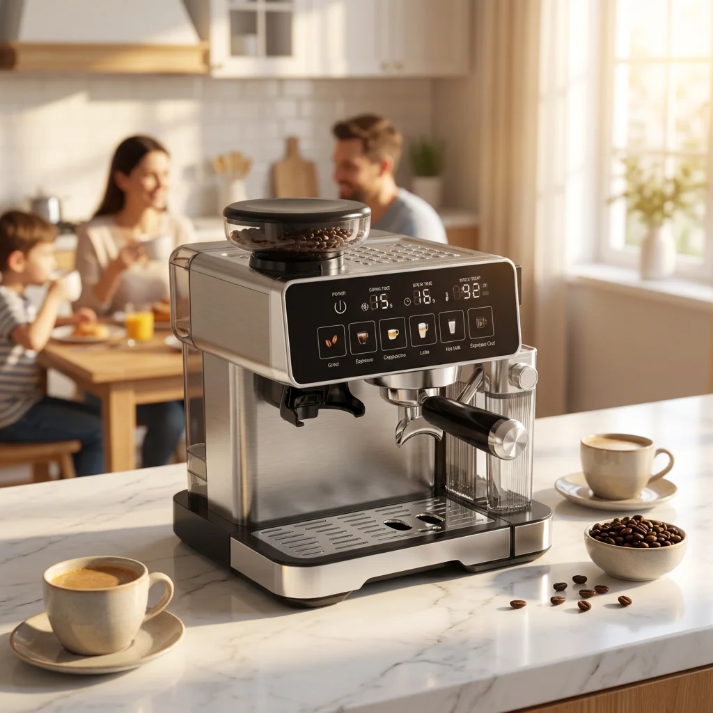 semi-automatic coffee machine with automatic milk frother, one-click brewing, rich foam, suitable for home, office, par