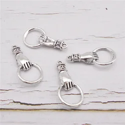 Julie Wang 20PCS Zinc Alloy Hand Circle Charms Antique Silver Color Pendant Necklace Bracelet Jewelry Making Accessory