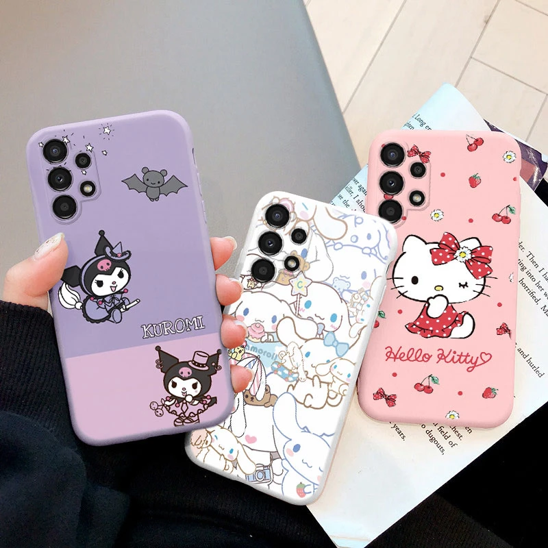 Cartoon Phone Case For Samsung Galaxy A13 4G A 13 Cute Love Anti-drop Cinnamoroll Kuromi Hello Kitty Silicone Shockproof Cover