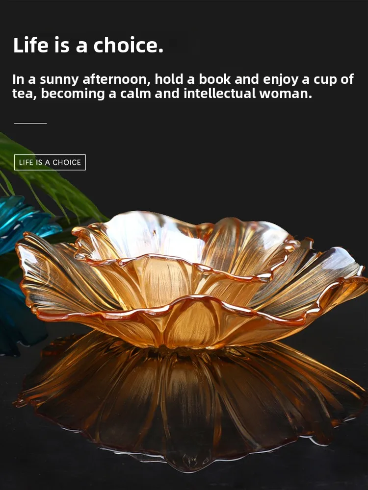 

Modern Luxury Crystal Glass Fruit Tray Snack Plate Creative Living Room Tea Party Simple North European Style Daily Use