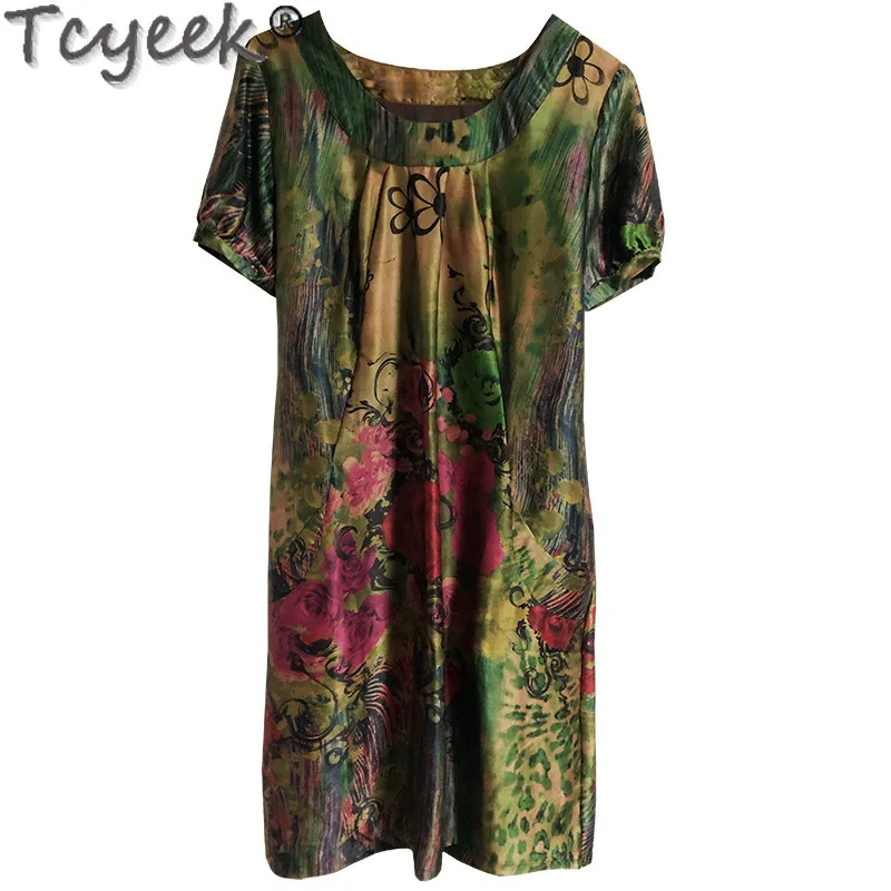 Tcyeek 100% Mulberry Silk Dresses for Women Clothes Elegant Women's Dresses Fashion Summer Dress 2024 Womens Dresses Loose Fit