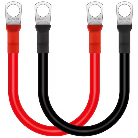 2Pcs Battery Inverter Cable 30cm 12V Copper Auto Battery Cable Waterproof Car Battery Leads for Truck Motorcycle Solar RV Marin