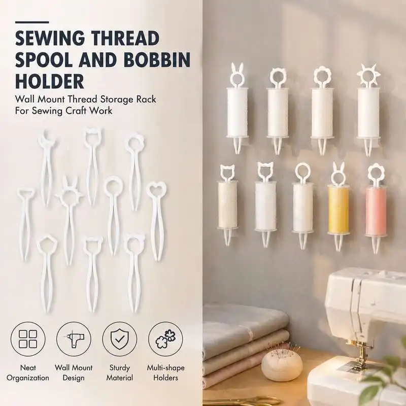 Sewing Thread Spool And Bobbin Holder Wall Mount Thread Storage Rack For Sewing Craft Work