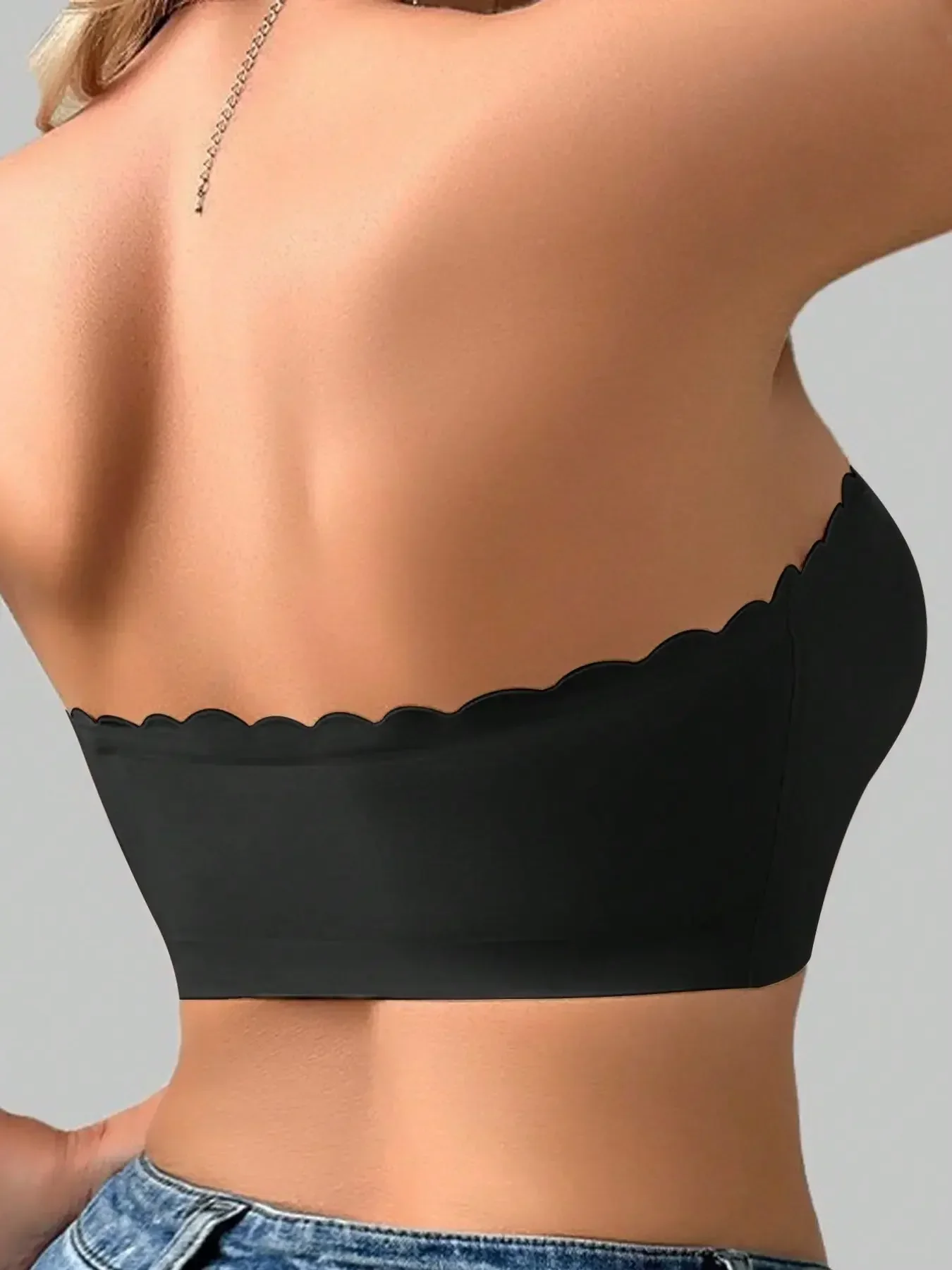Women's Strapless Bra, Seamless Bandeau Bra, Casual & Comfortable, Elastic Ruffle Edged Wireless Bra, Unpadded Bralette, Smooth Backless Bandeau, All-Match Underwear, Soft Wireless Fit, Soft Fabric, Women's Versatile Strapless Design, Suitable For Daily W