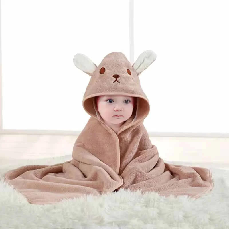 Baby Bath Towel Cartoon Infant Swaddle Kids Bathrobe Fleece Blanket Warm Sleeping Swaddle Wrap for New Born Boys Girls