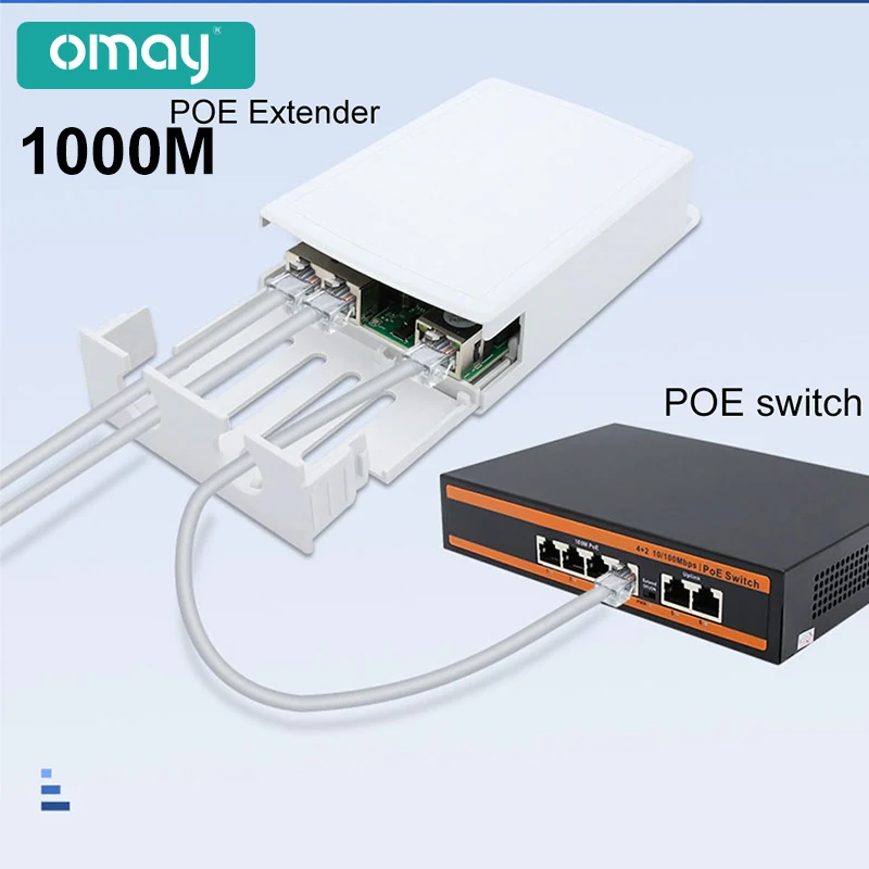 야외 PoE 리피터, 1in 2 out, IP67 방수, 500m 연장, 2 포트 PoE 어댑터