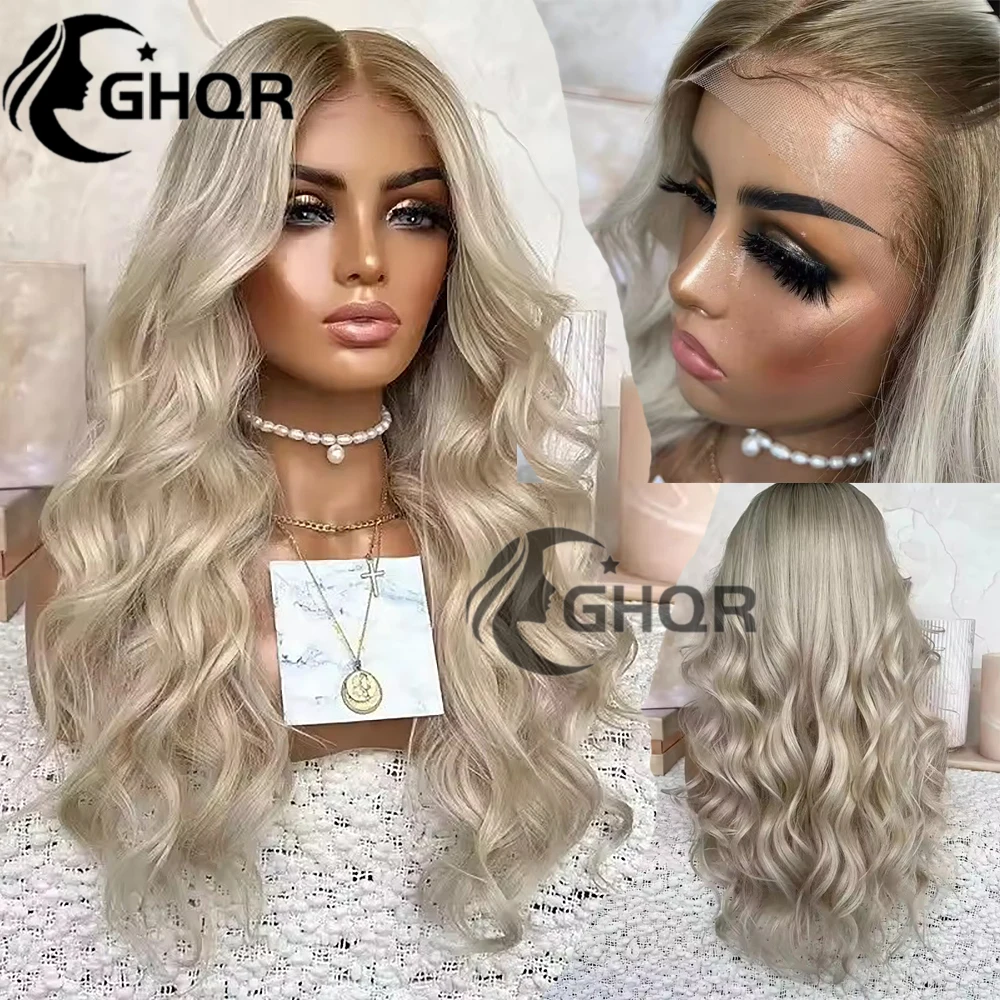 

Ombre Ash Platinum Blonde Body Wave Human Hair Wigs Transparent 13x4 13X6 Lace Front Wigs Pre Plucked Glueless Full Lace Human