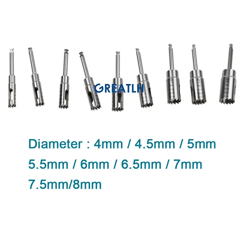 Stainless Steel Dental Cutting Trephine Burs Implant Bone Trephine Drill Low Speed Handpiece Dentist Tools Dental Instrument