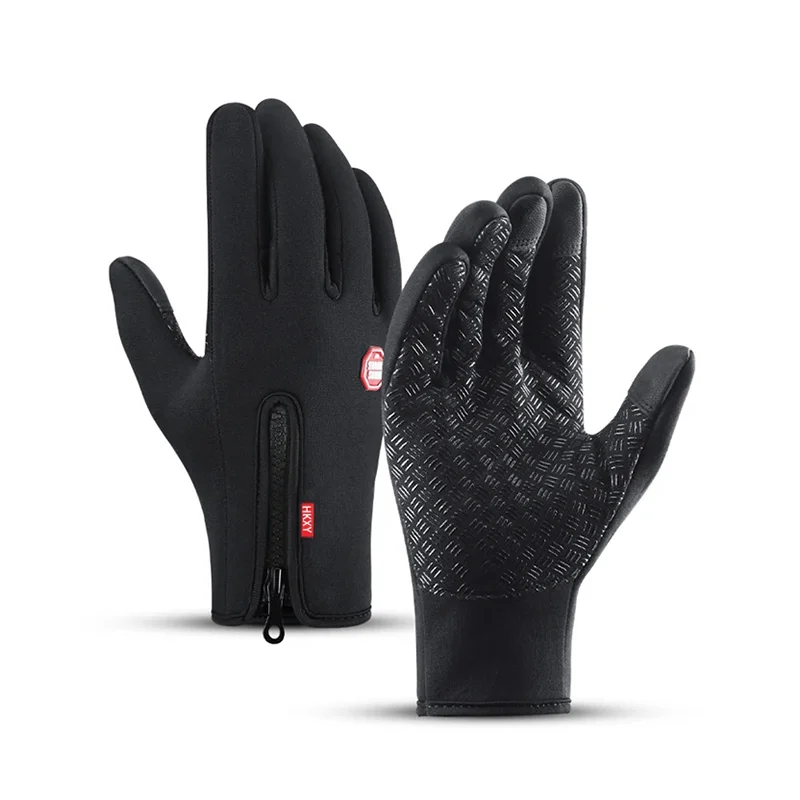 AliExpress NONE Man Warm Winter Gloves Touchscreen Water-Repellent Windproof Gloves Ski Outdoor Sport Cycling Driving Zipper Black Gloves Women