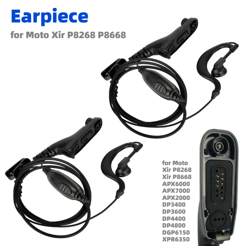 

2pcs PTT Earpiece Headset Mic for Motorola Xir P8268 P8668 APX6000 APX7000 APX2000 DP3400 DP3600 DP4400 DP4800 DGP6150 XPR6350