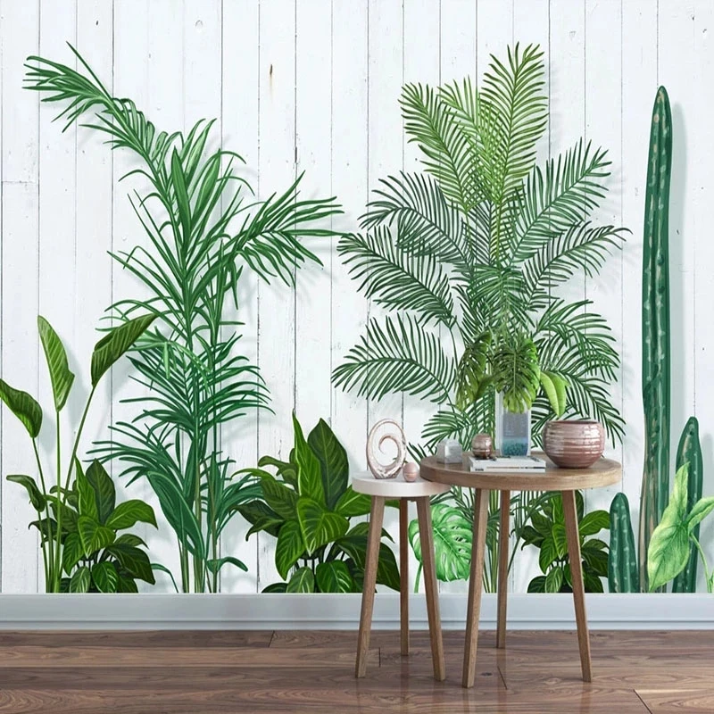 Customized Modern Simple 3D Wallpaper Green Leaf Plant mural Living room sofa TV background wall bedroom restaurant wall fabric