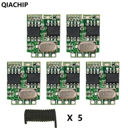 QIACHIP 5 sztuk 433 mhz odbiornik RF kod nauki moduł dekodera 433 mhz bezprzewodowy 1 CH wyjście dla zdalne sterowanie 1527 2262 kodowania