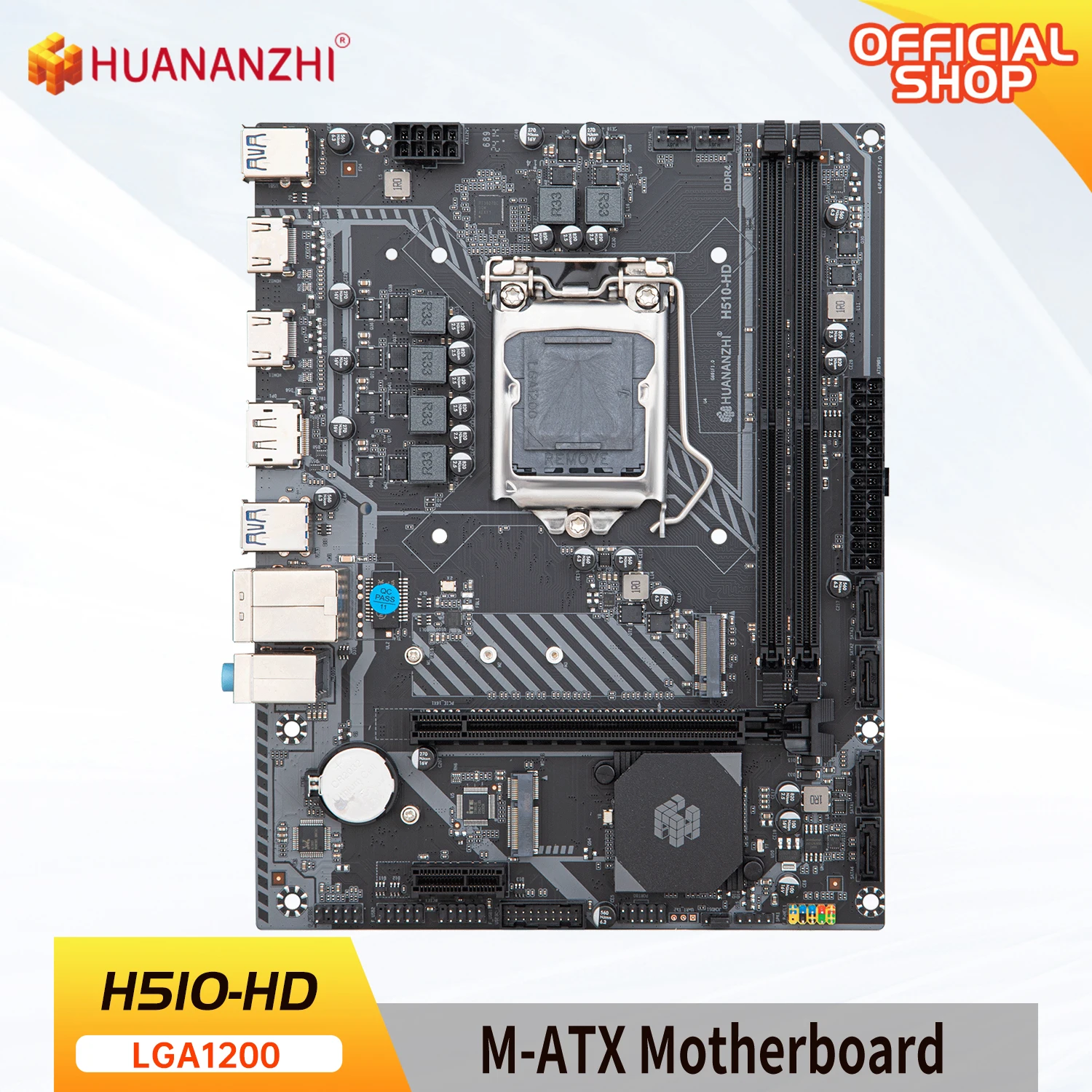 HUANANZHI HD M-ATX 마더보드, 인텔 LGA 1200 지지대 10 11 세대 DDR4 2400 2666 2933MHz 64G M.2 NVME SATA3.0 RU, H510