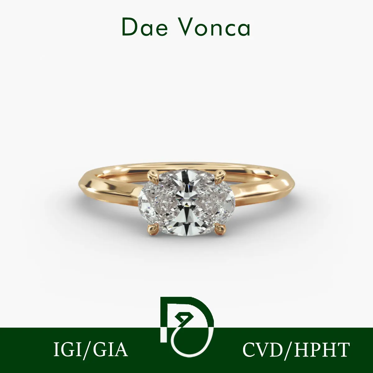 

Обручальное кольцо из желтого золота 9K/14K/18K East West Solitaire 0,5-2,0 карата овальной огранки, выращенное в лаборатории бриллиантовое кольцо с краем ножа IGI