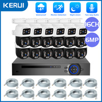 KERUI 3K 6MP Full HD 16CH POE NVR Surveillance Camera System Dual Lens PTZ WIFI IP Home Security 16CH POE NVR Video H.265 CCTV