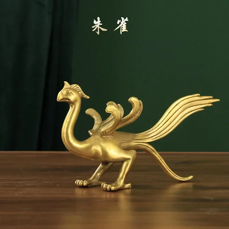 Esculturas de pájaro Xuanwu, adorno de cuatro animales de cobre, adorno de bestia espiritual, dragón verde, tigre blanco, bermellón