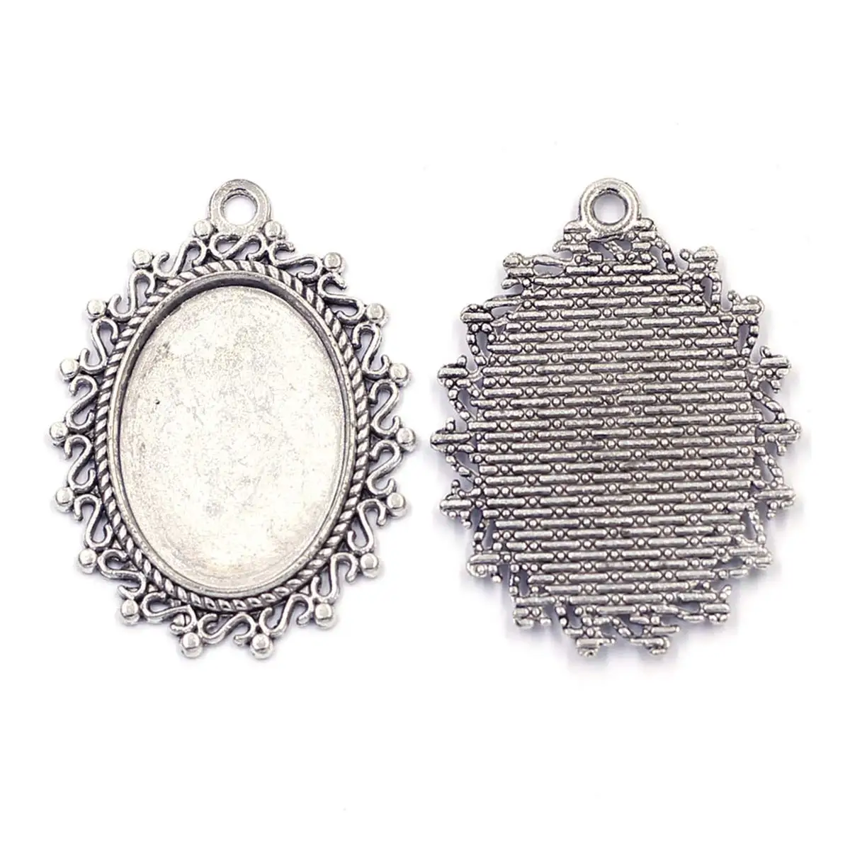 

10PCS Oval Charm Pendants Base Setting Fit Cabochon 25x18mm S Lace Decoration DIY Handicrafts Jewelry Accessories