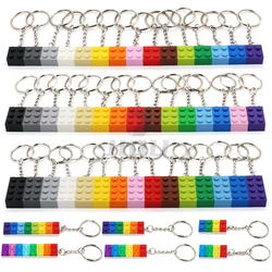 Creative Colorful 2x4 2x6 2x8 Plate 2x2 2x3 2x4 Brick DIY Key Hanging Ring Chain Building Blocks Compatible All Brands Toys 3917