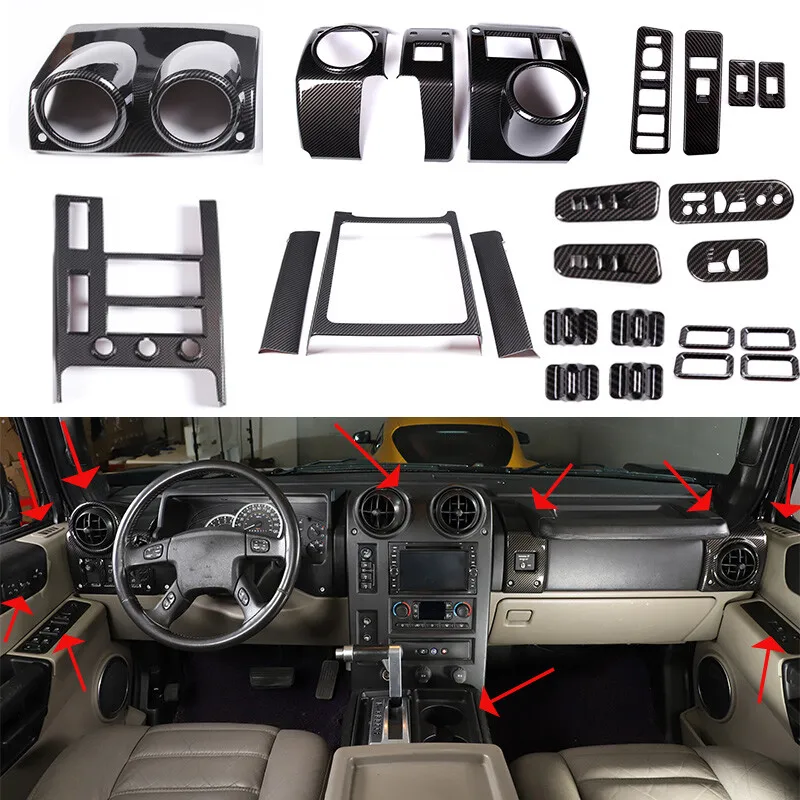 

ABS Carbon Fiber Interior Full Set Panel Cover Trim Kit for Hummer H2 2003-2007