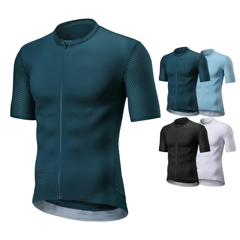 Breathable Men\'s Cycling Jersey with Pockets Lightweight Short Sleeve Elastic Pro MTB Maillot Shirts Anti-sweat Bicycle Clothing