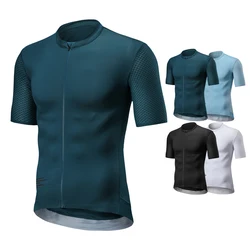 Breathable Men's Cycling Jersey with Pockets Lightweight Short Sleeve Elastic Pro MTB Maillot Shirts Anti-sweat Bicycle Clothing