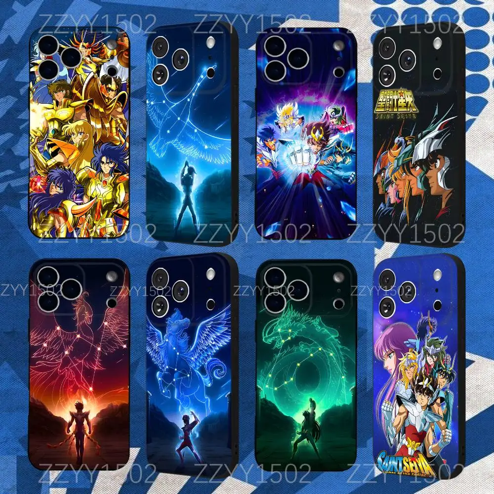 

S-Saint Seiya Knights Zodiac Phone Case For iPhone 17,16,15,14,13,12,Pro,Max,Plus,E,SE4,Air,Mini Black Funda Shell