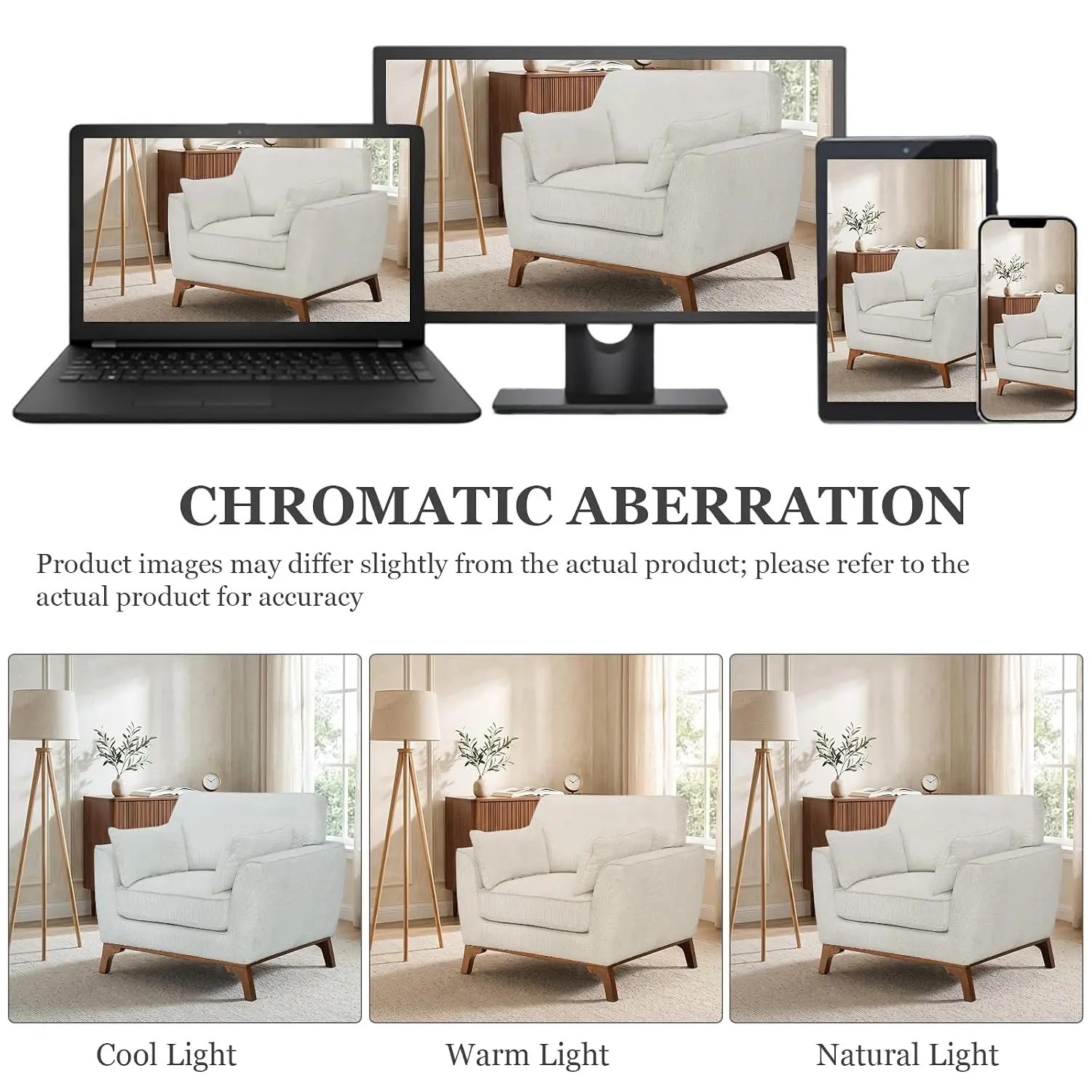 Accent Chairs for Bedroom, Comfy Chairs for Living Room, Mid Century Modern Chair with Solid Wood Frame, Reading Chair