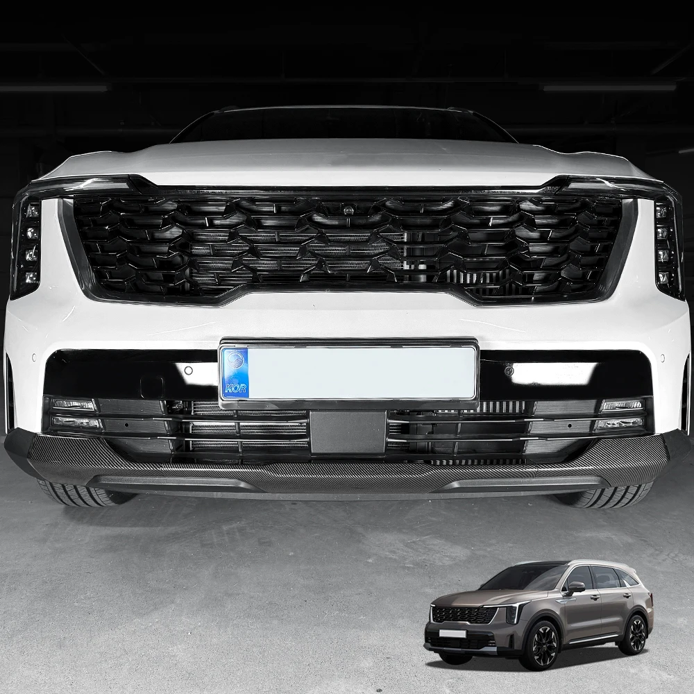 7PCS Exterior Style Carbon Fiber Front Rear Bumper Lower Decorative Stripes Cover For Kia Sorento MQ4 2024 2025 2026 Accessories