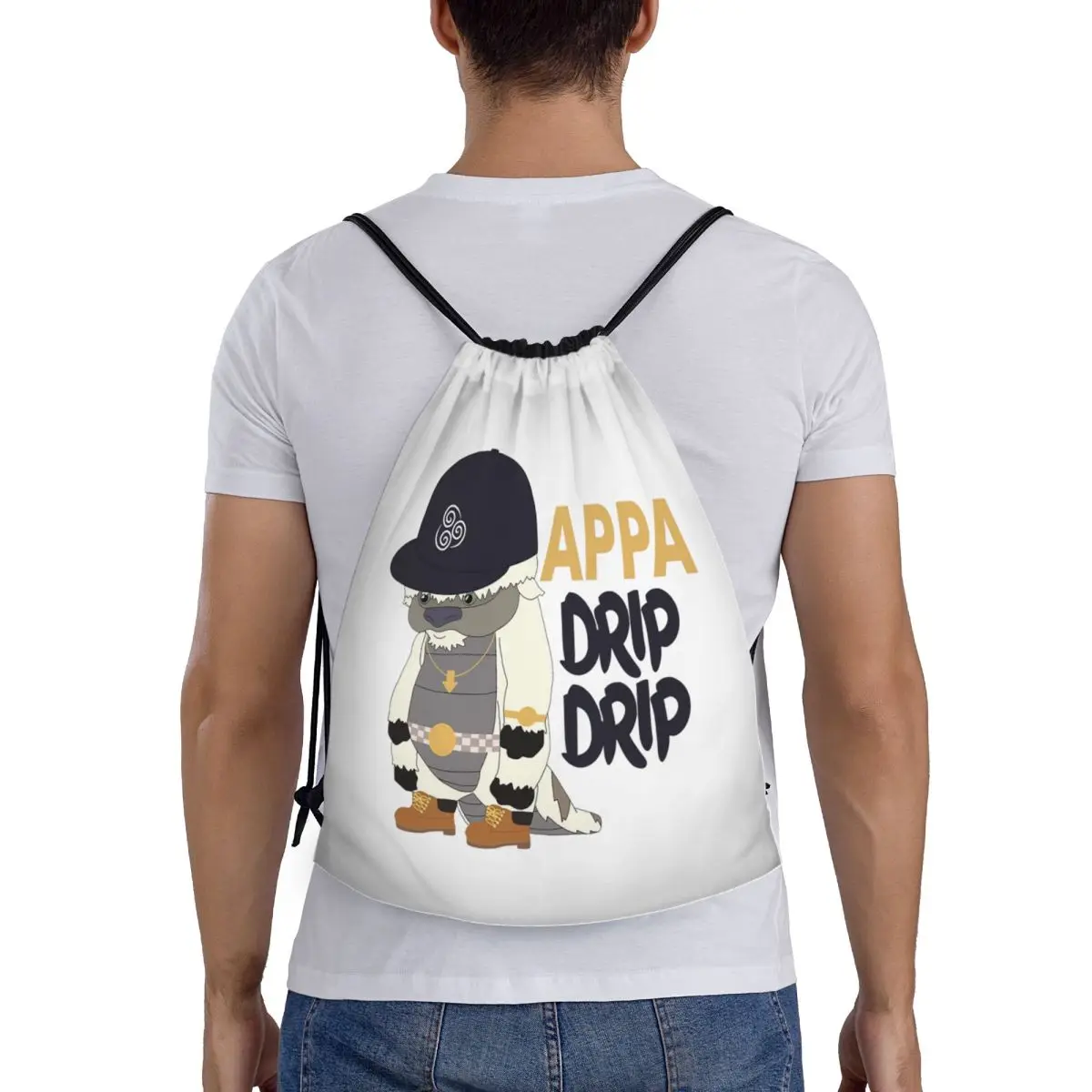 

Appa Drip Avatar The Last Airbender Backpacks Casual Portable Drawstring Bundle Pocket Sports Bag Book Bags For Travel School