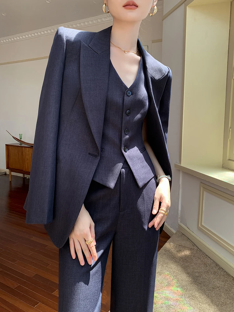 

Ele Profional Women's Tee-Piece Suit Set Formal Ocns High-End Feel Autumn Winter Faion Original Design Slim Fit