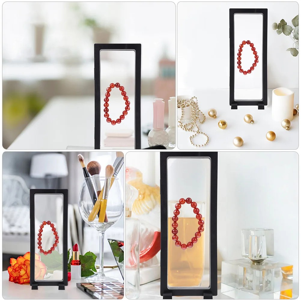 

3 Sets Floating Jewelry Display Cases Transparent Ring Earring Organizer Storage Rack Dust-Proof Desktop Stand Bracelet Holder